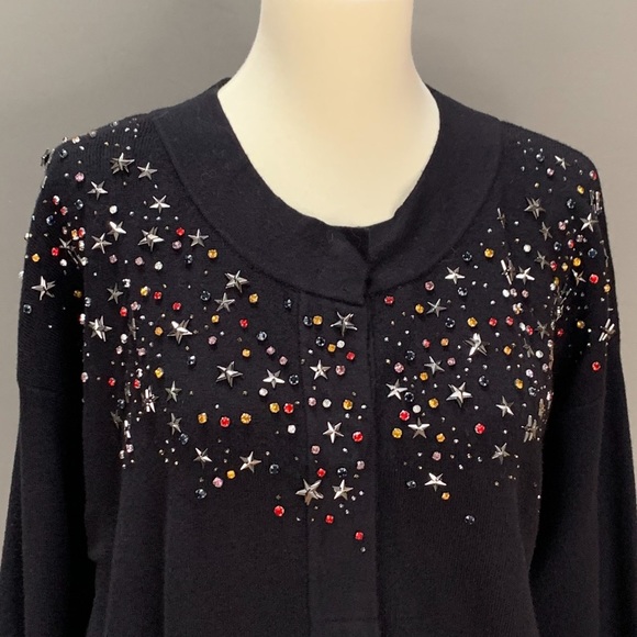 Anthropologie Fallen Star embellished jeweled cardigan sweater, S. - Picture 3 of 8